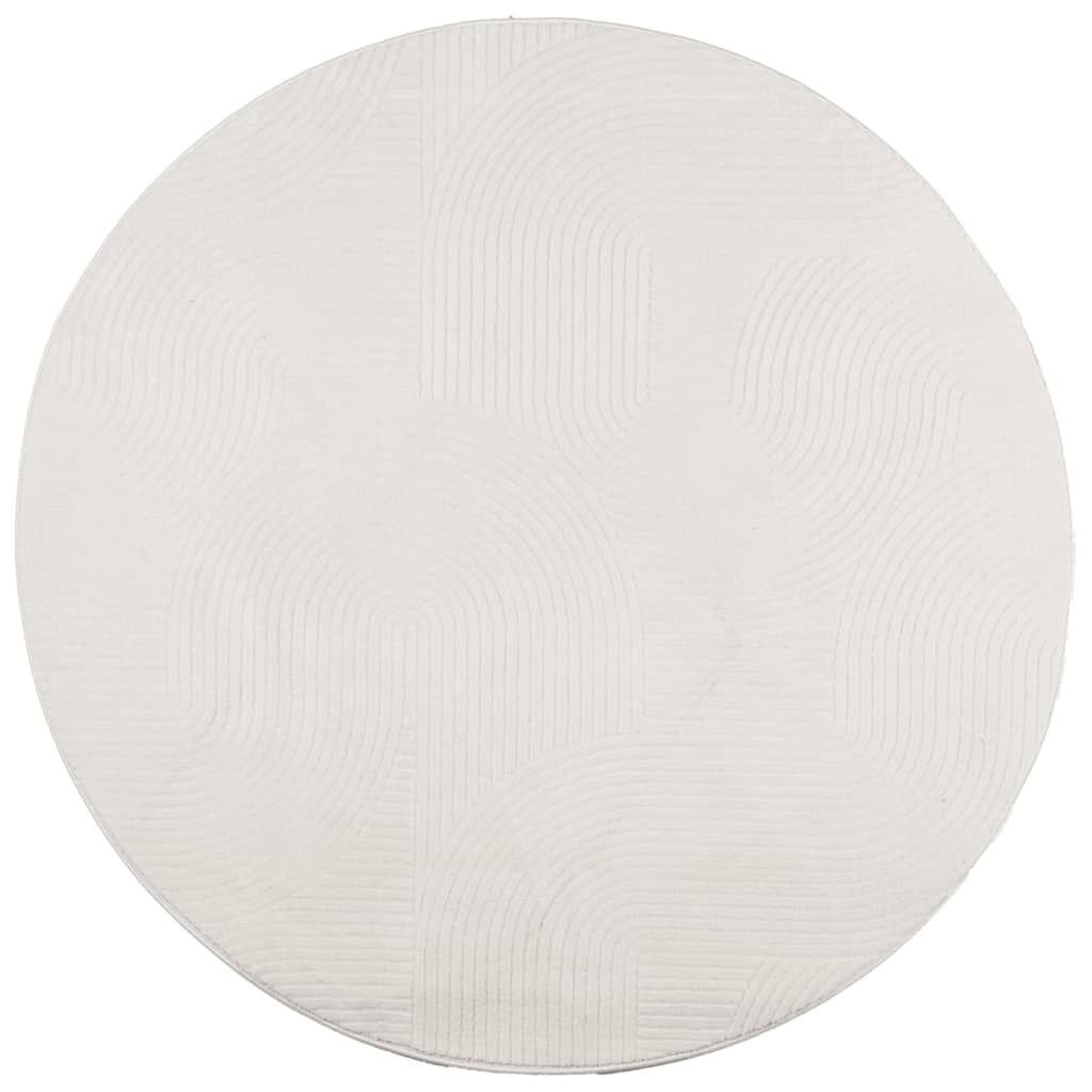 Vidaxl Alfombra De Pelo Corto Look Escandinavo Iza Crema Ø 80 Cm_0