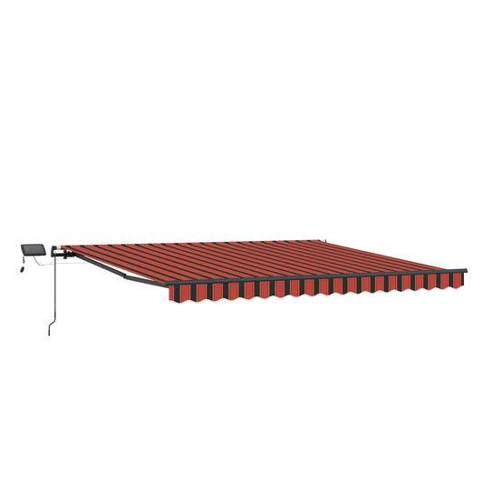 Toldo Retráctil Naranja Y Marrón 450 X 300 Cm Tela Y Aluminio_0