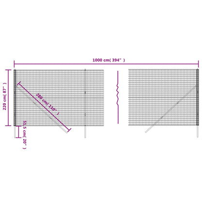Cerca De Alambre De Acero Galvanizado Verde 2,2x10 M / Vetonek_2