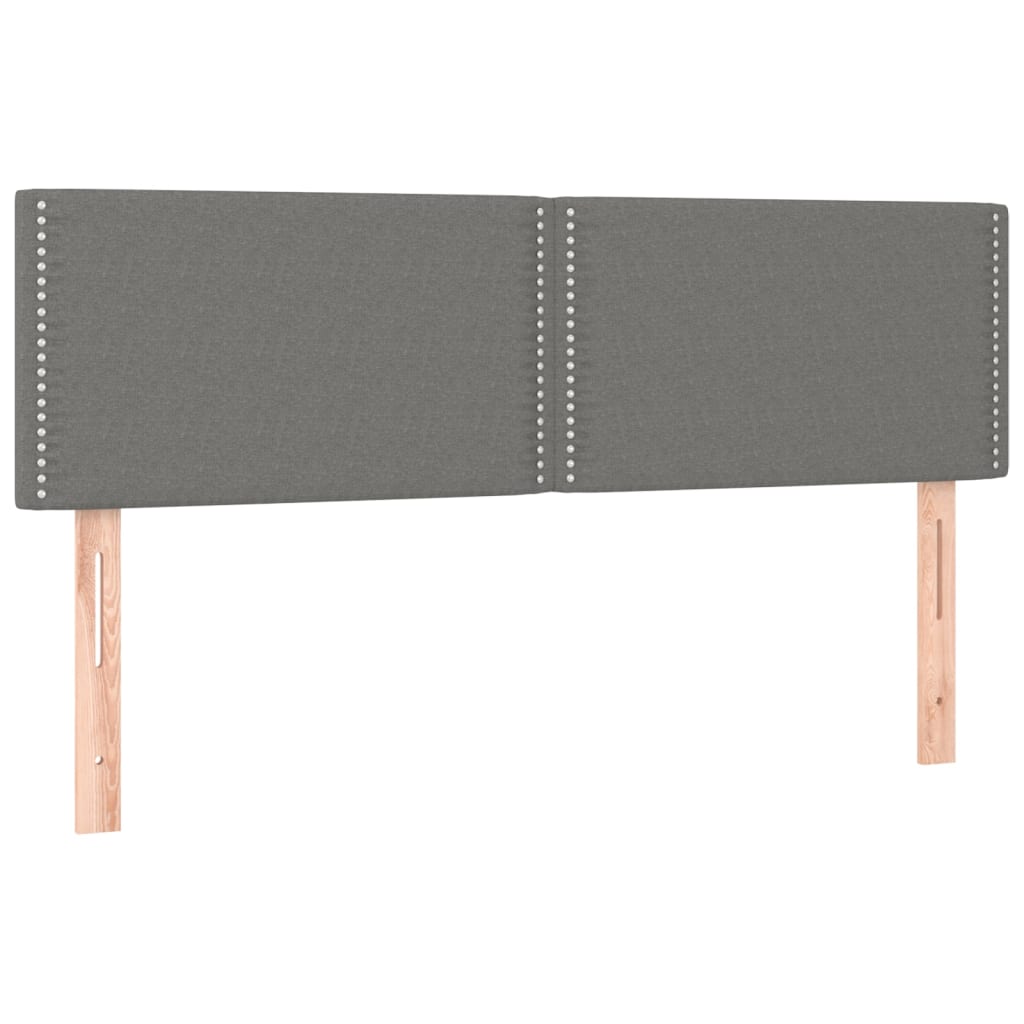 Cama Box Spring Colchón Y Luces Led Tela Gris Oscuro 140x190 Cm / Vetonek_3