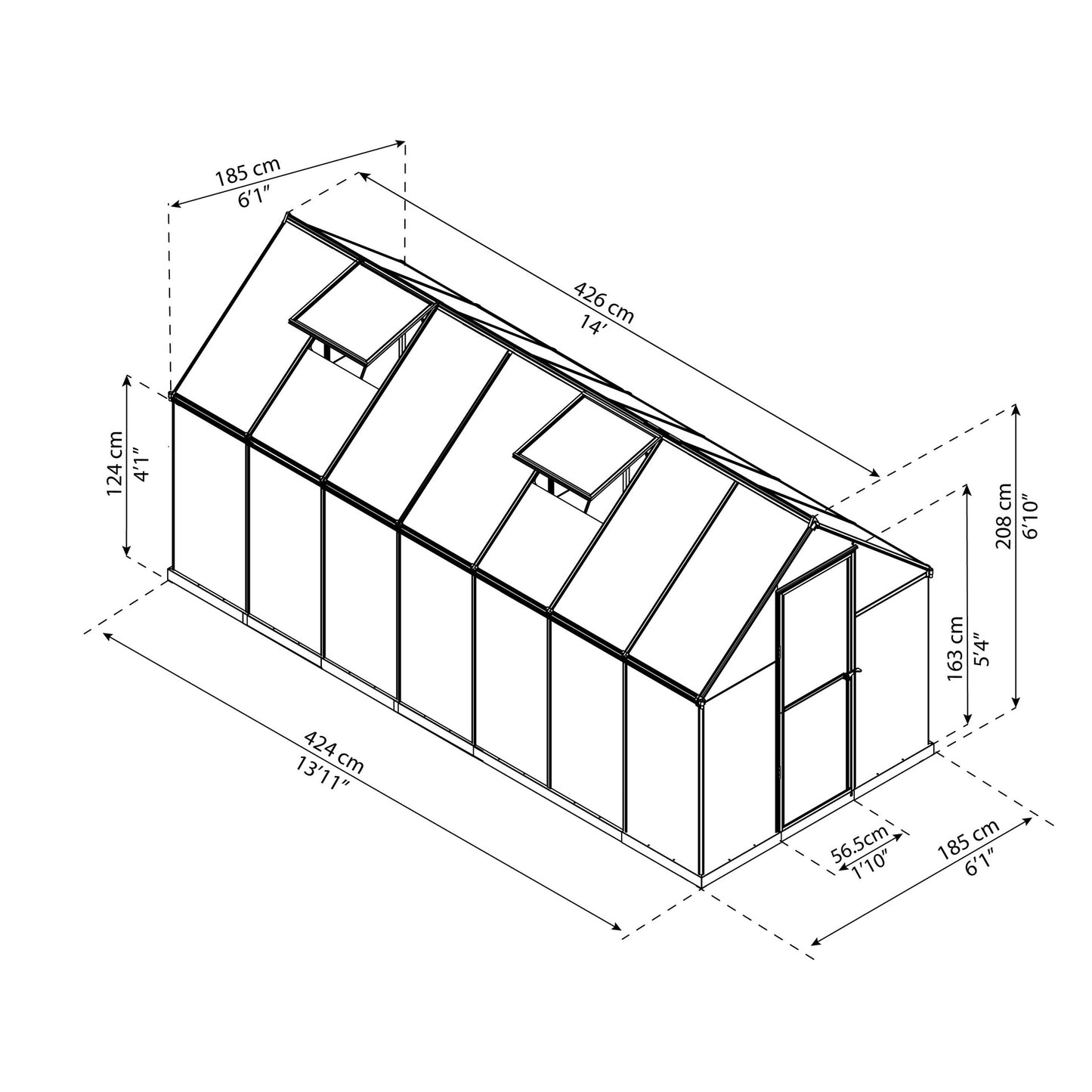 Invernadero Mythos 426x185 cm verde