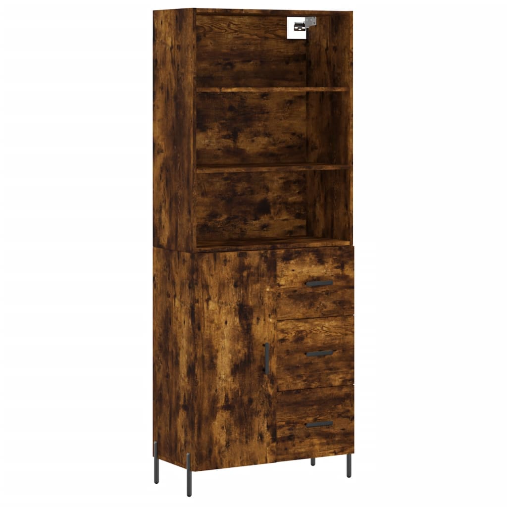 Aparador Alto Madera Contrachapada Roble Ahumado 69,5x34x180 Cm_1