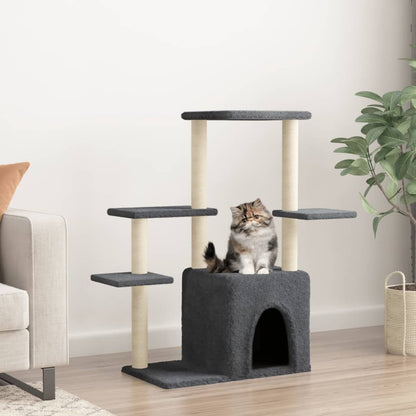 Vidaxl Rascador Para Gatos Con Postes De Sisal Gris Oscuro 97,5 Cm_1