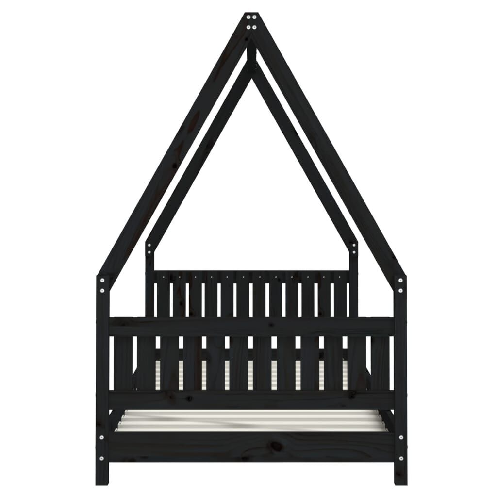 Vidaxl Estructura De Cama Para Niños Madera De Pino Negro 90x200 Cm_4