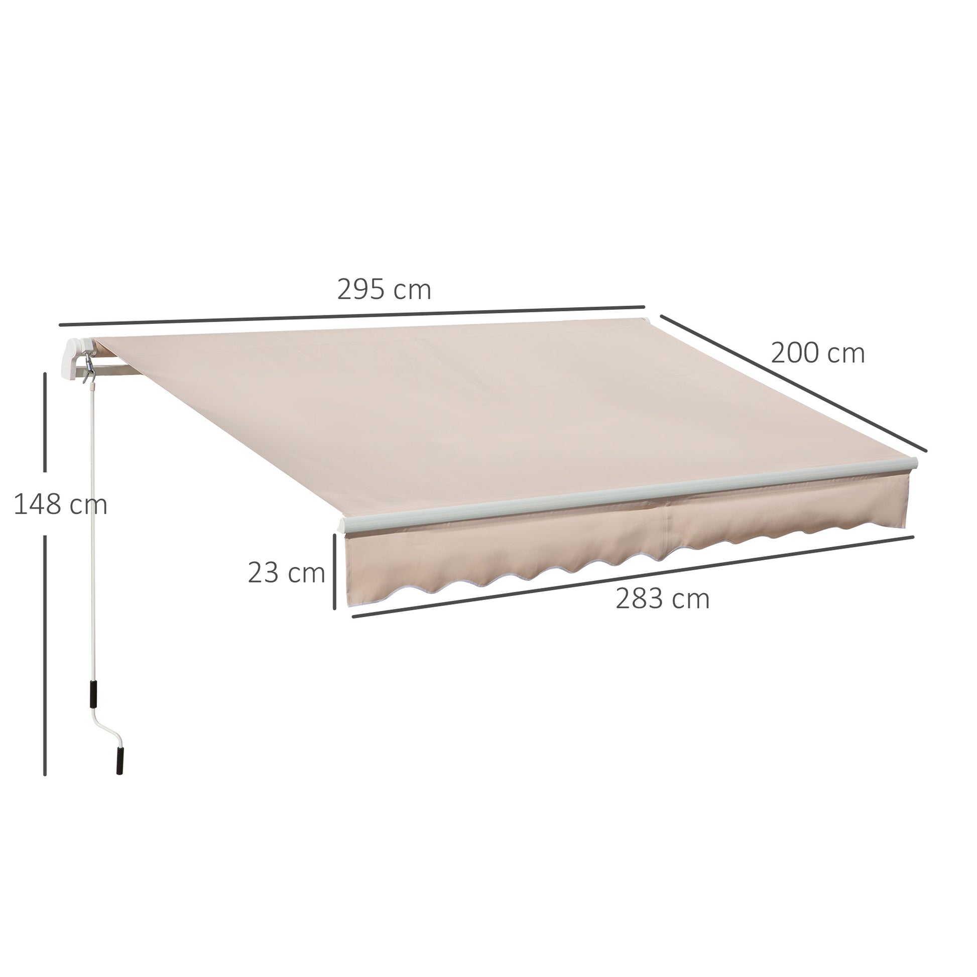Outsunny Toldo Manual Retráctil 295x200 Cm Con Manivela De Metal Beige_2