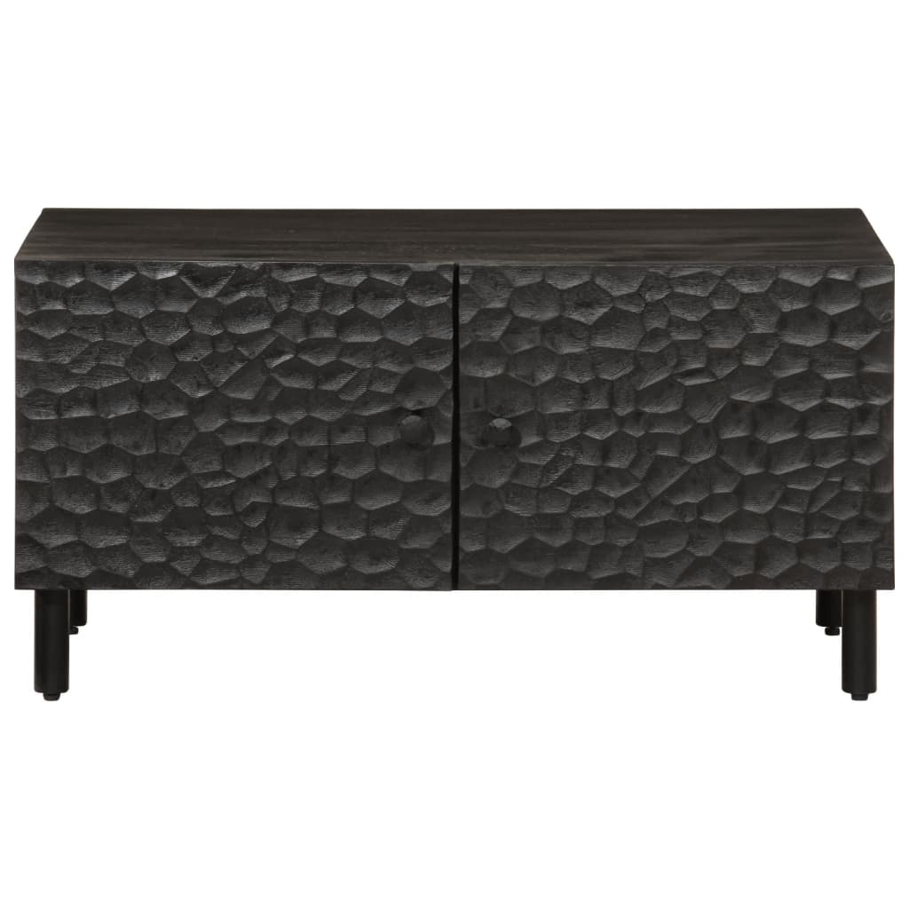 Mesa De Centro Madera Maciza De Mango Negra 80x50x40 Cm_1