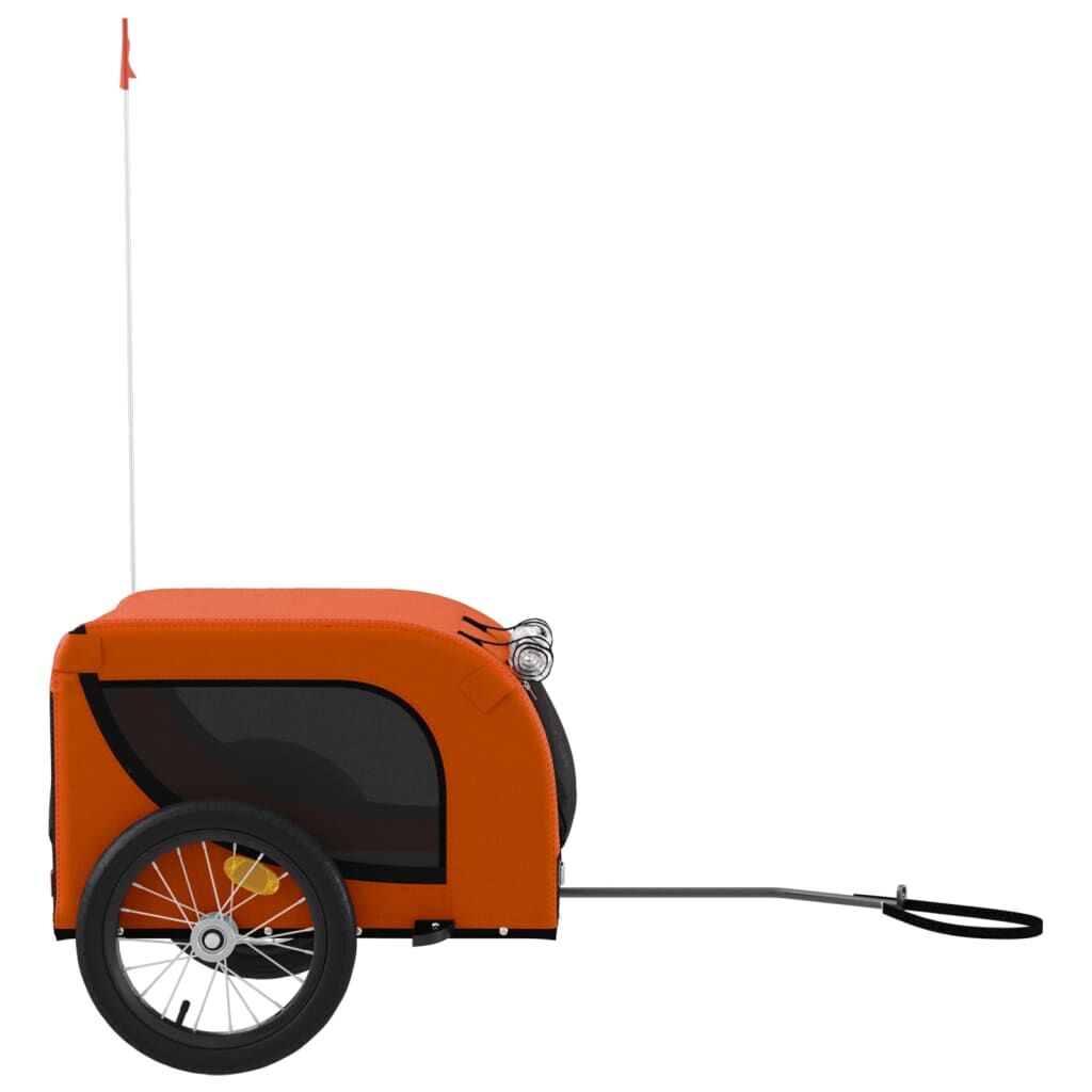 Vidaxl Remolque De Bicicleta Mascotas Hierro Tela Oxford Naranja Negro_4