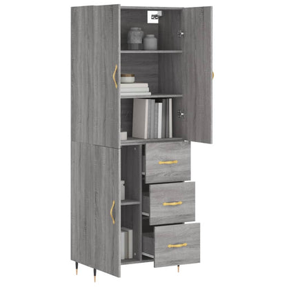 Aparador Alto Madera Contrachapada Gris Sonoma 69,5x34x180 Cm_2