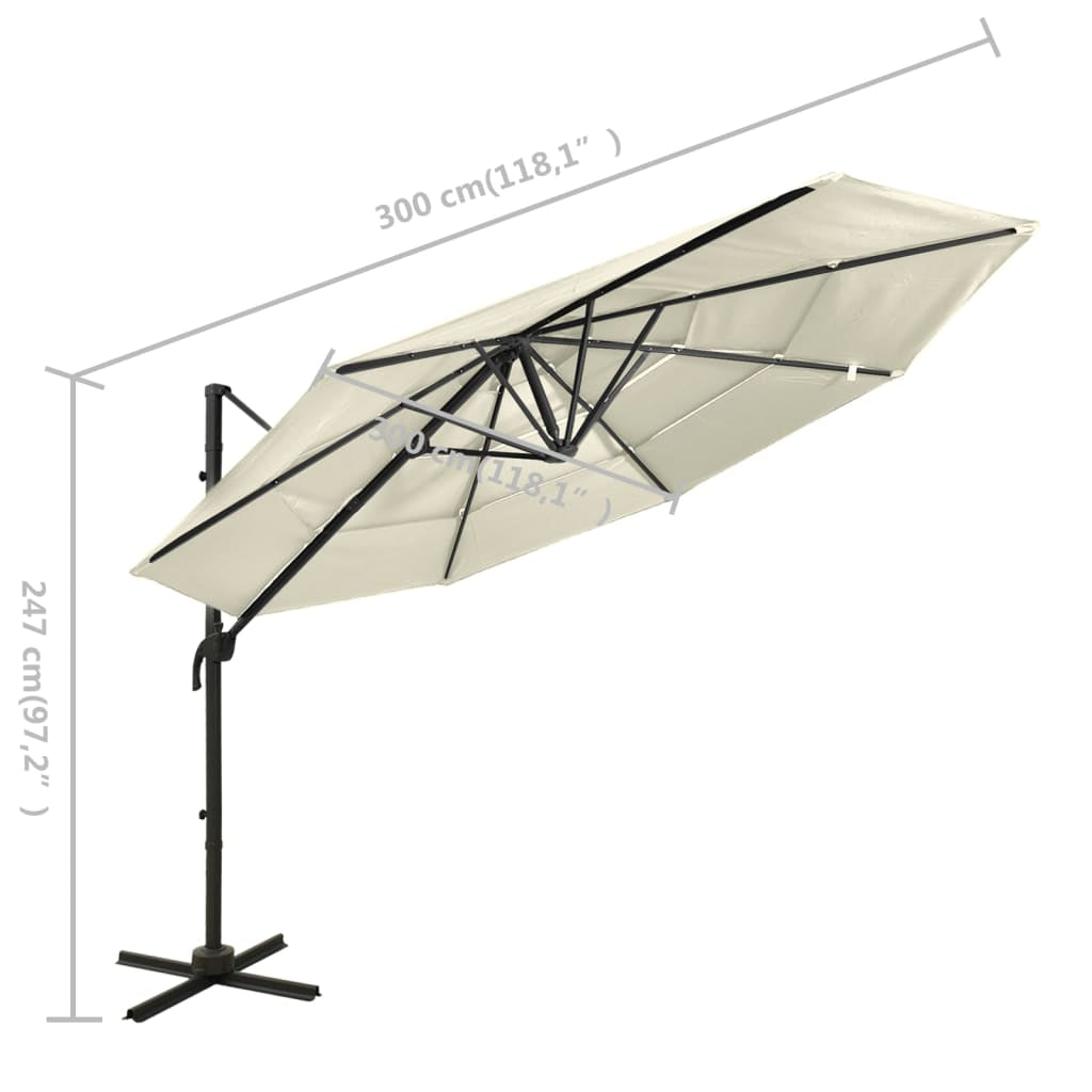 Vidaxl Sombrilla Jardín De 4 Niveles Con Palo De Aluminio Arena 3x3 Cm_2