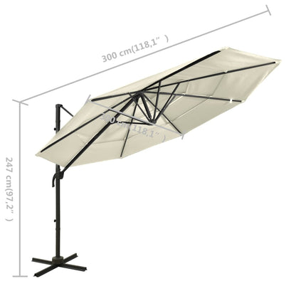 Vidaxl Sombrilla Jardín De 4 Niveles Con Palo De Aluminio Arena 3x3 Cm_2