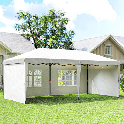Outsunny Carpa Plegable 6x3 M Con 4 Laterales Desmontables 2 Ventanas Blanco_1