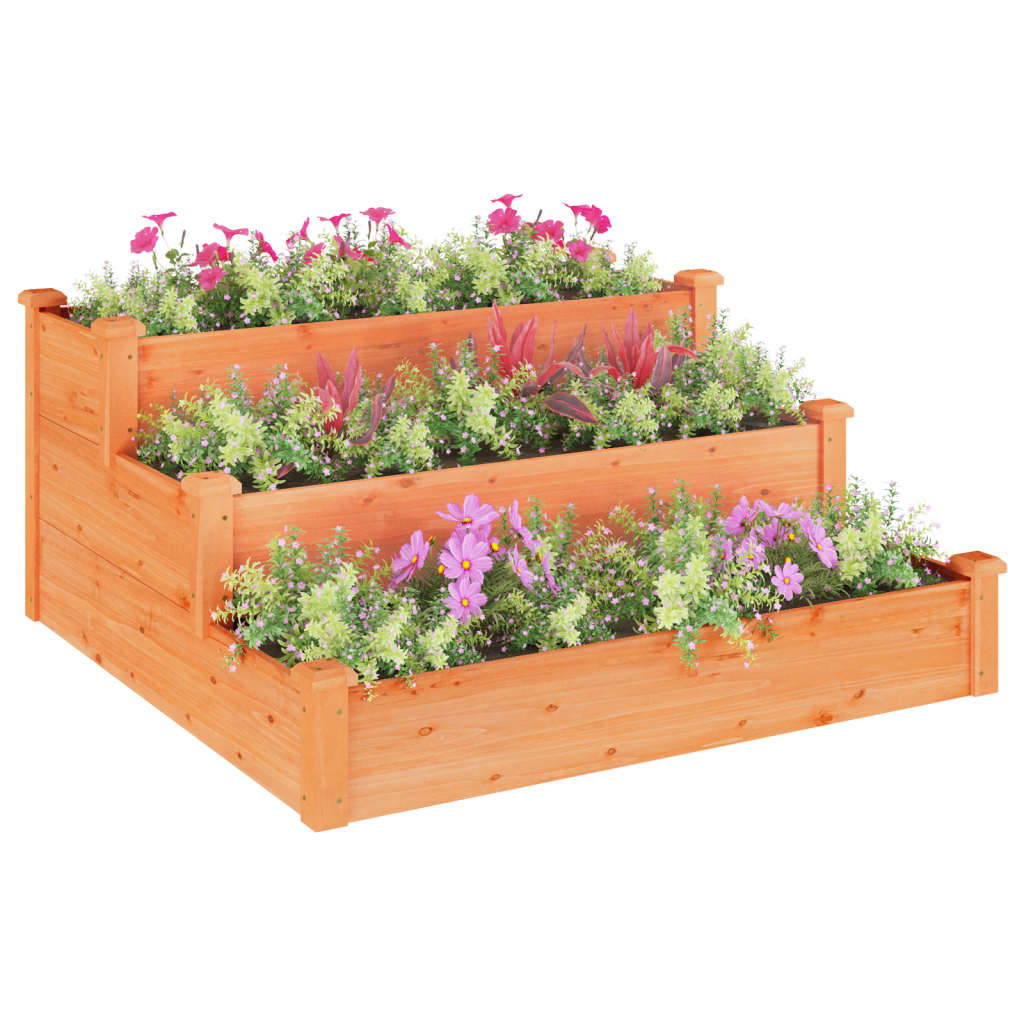 Jardinera Arriate Madera Maciza De Abeto Marrón 120x120x56 Cm_2