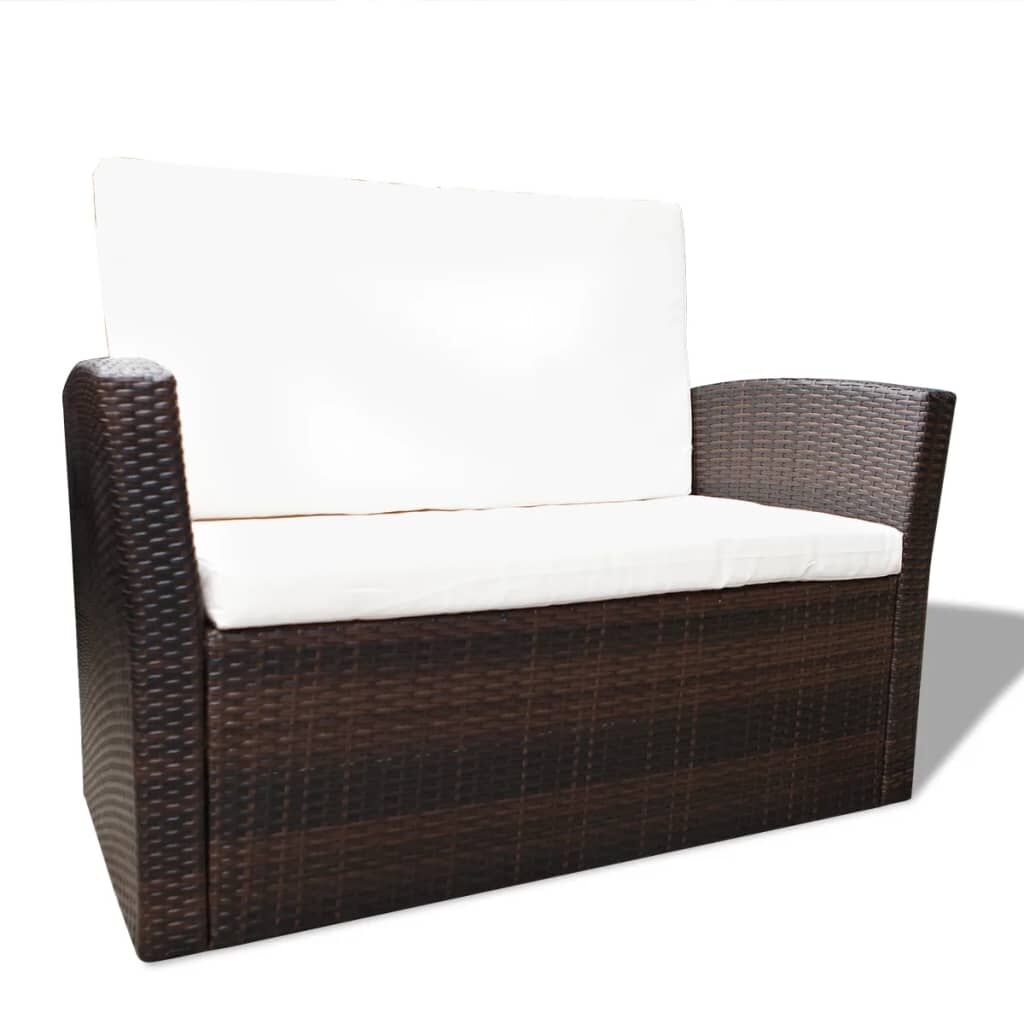 Vidaxl Set Muebles De Jardín 4 Piezas Y Cojines Ratán Sintético Marrón_3