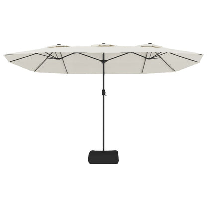 Vidaxl Sombrilla Doble De Jardín Con Luces Led Blanco Arena 449x265 Cm_4