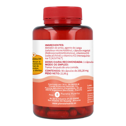 Vitamina D3 & K2 (Mk7) Planeta Huerto 90 Caps