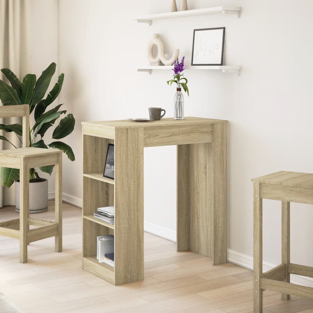 Mesa Alta Bar Con Estantes Madera Roble Sonoma 95x47x103,5 Cm_1