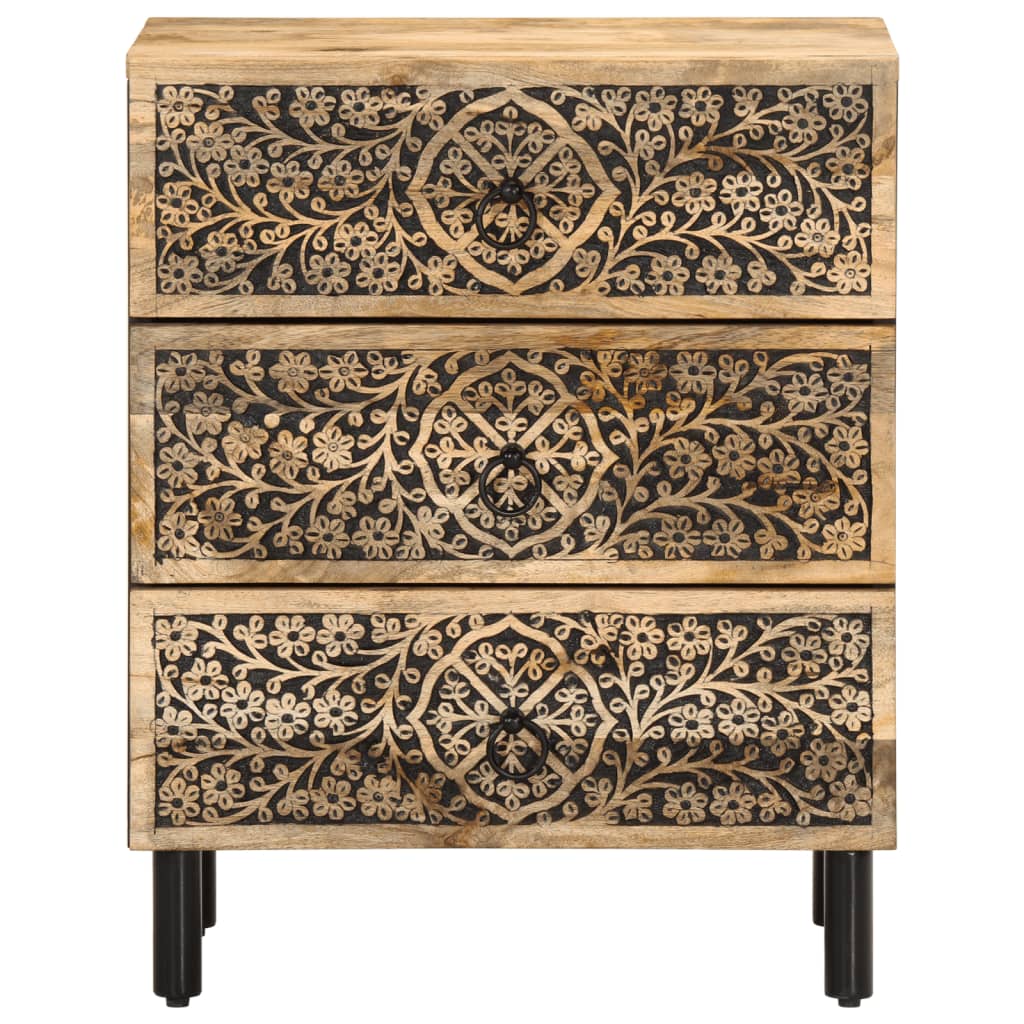 Mesita De Noche Madera Maciza De Mango 50x33x60 Cm_3