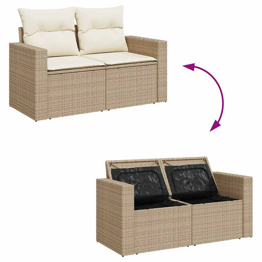 Set Sofás De Jardín 7 Piezas Y Cojines Ratán Sintético Beige / Vetonek_0