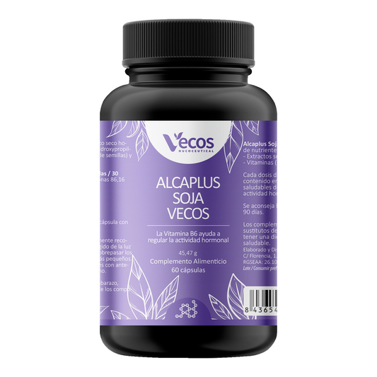 Alcaplus Soja Vecos 60 Cápsulas | Menopausia, Digestión Y Equilibrio Hormonal | Isoflavonas + Vitamina B6_0