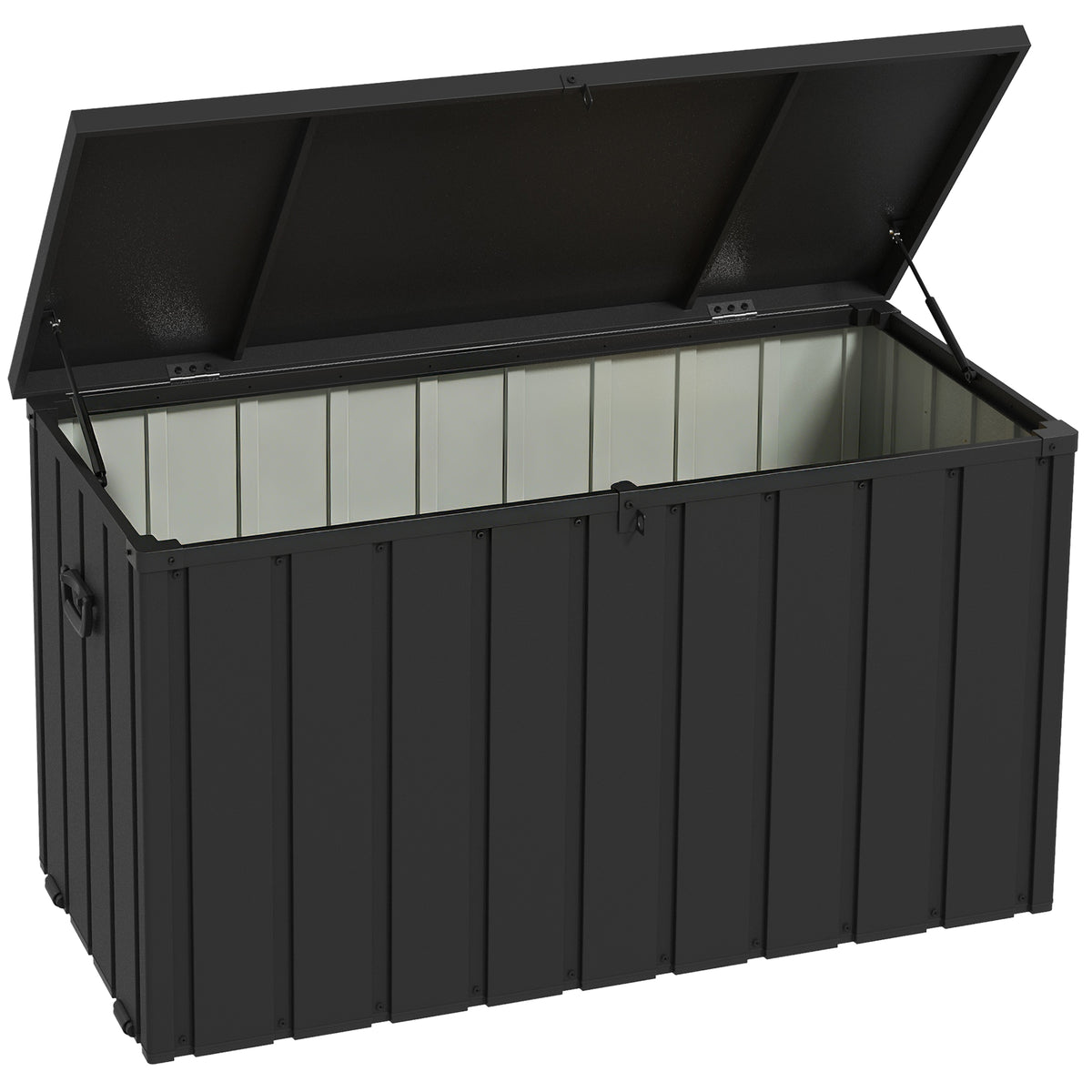 Outsunny Baúl De Almacenaje Exterior 450l Con 4 Ruedas 2 Asas 125,5x61,5x70 Cm_0
