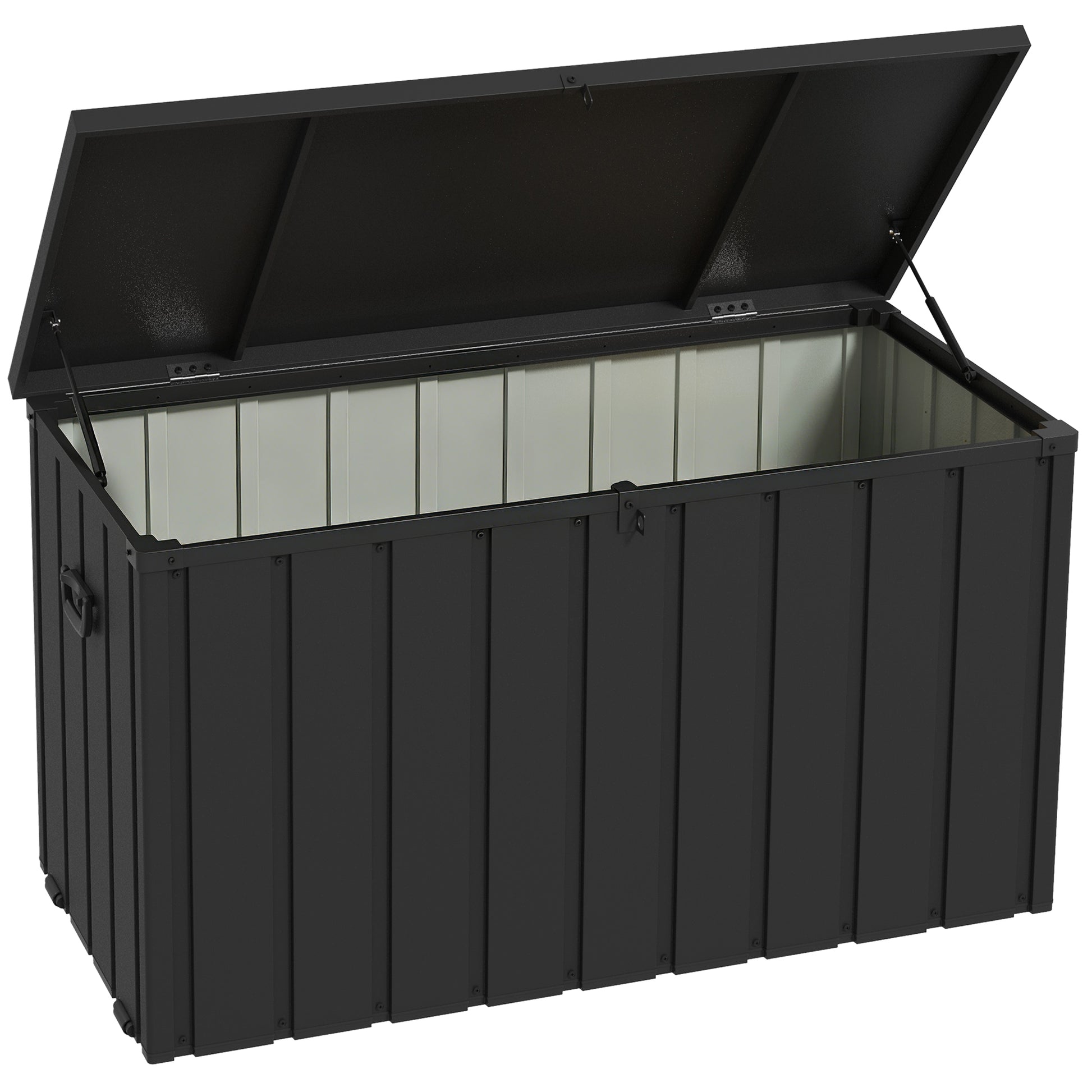 Outsunny Baúl De Almacenaje Exterior 450l Con 4 Ruedas 2 Asas 125,5x61,5x70 Cm_0