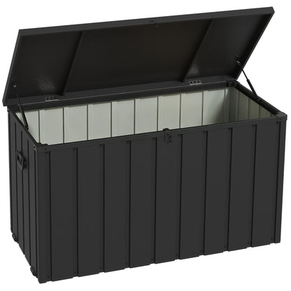 Outsunny Baúl De Almacenaje Exterior 450l Con 4 Ruedas 2 Asas 125,5x61,5x70 Cm_0