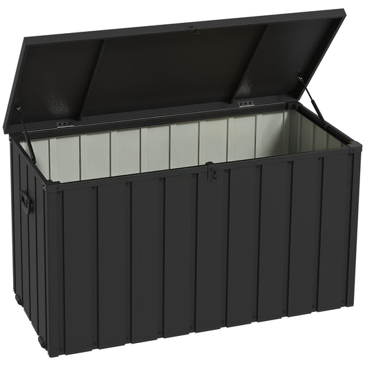Outsunny Baúl De Almacenaje Exterior 450l Con 4 Ruedas 2 Asas 125,5x61,5x70 Cm_0