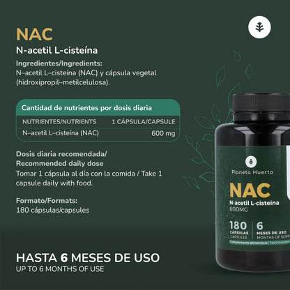 NAC 600mg Planeta Huerto 180 cápsulas