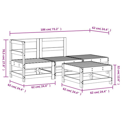 Vidaxl Juego De Muebles De Jardín 4 Pzas Madera Maciza De Pino Blanco_2