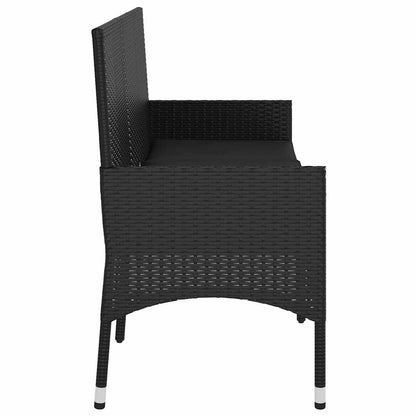 Vidaxl Banco De Jardín De 3 Plazas Con Cojines Ratán Sintético Negro_4