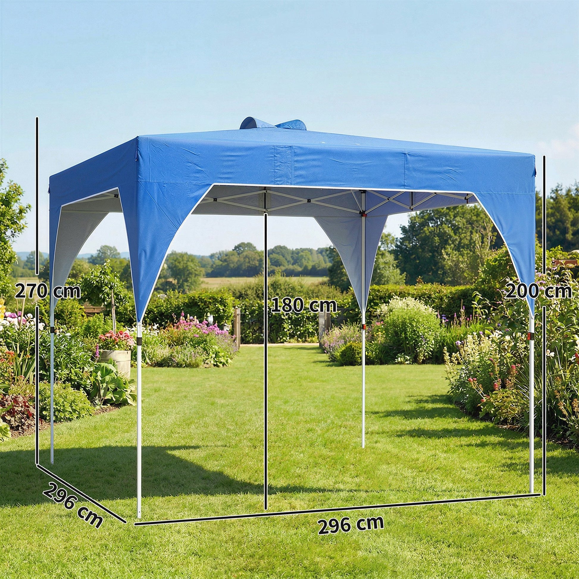 Outsunny Carpa Plegable Pop-up 3x3 M Con Bloqueo Central Altura Ajustable_2