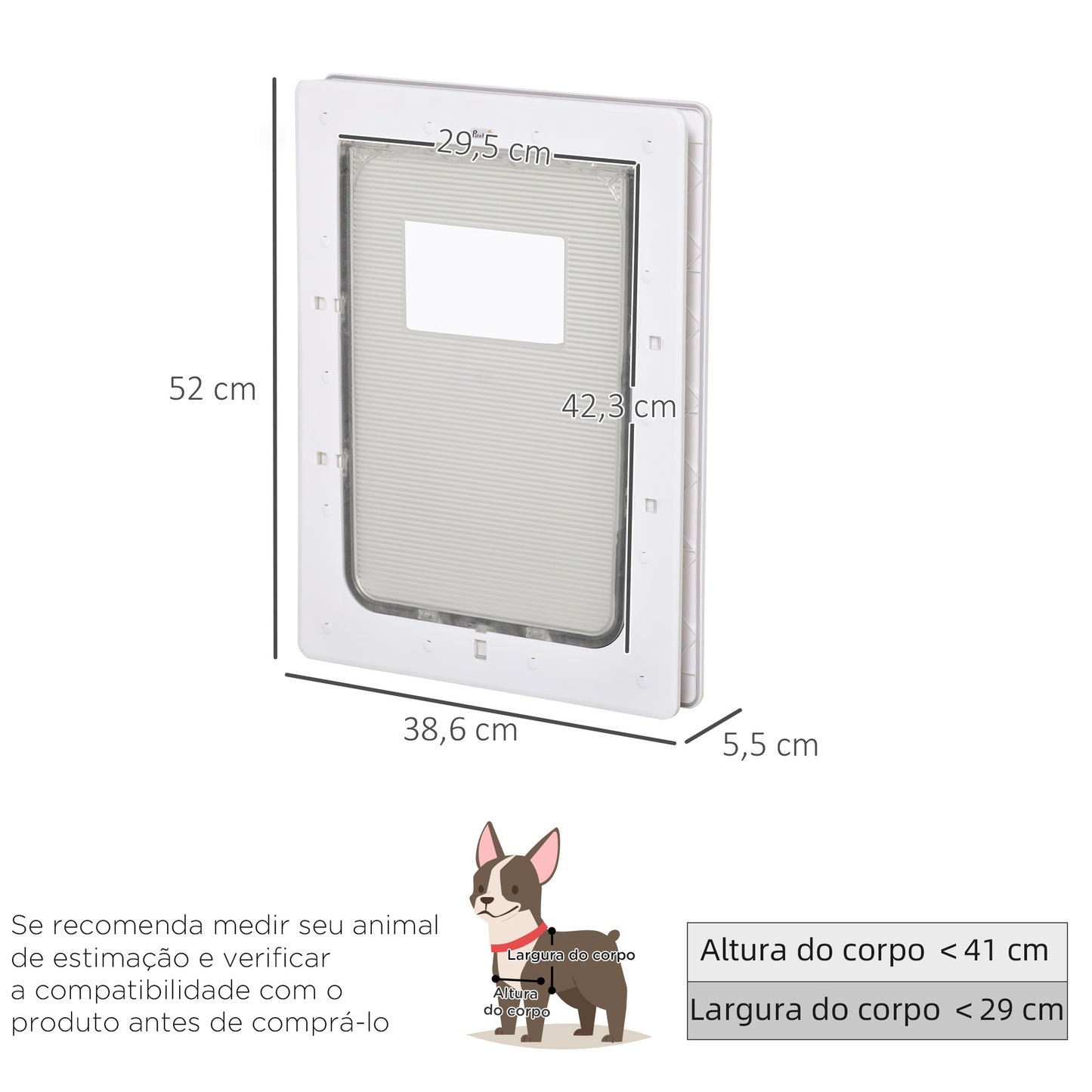 Pawhut Puerta Para Mascotas 38,6x52x5,5cm Con Cierre Magnético De 2 Vías Blanco_2
