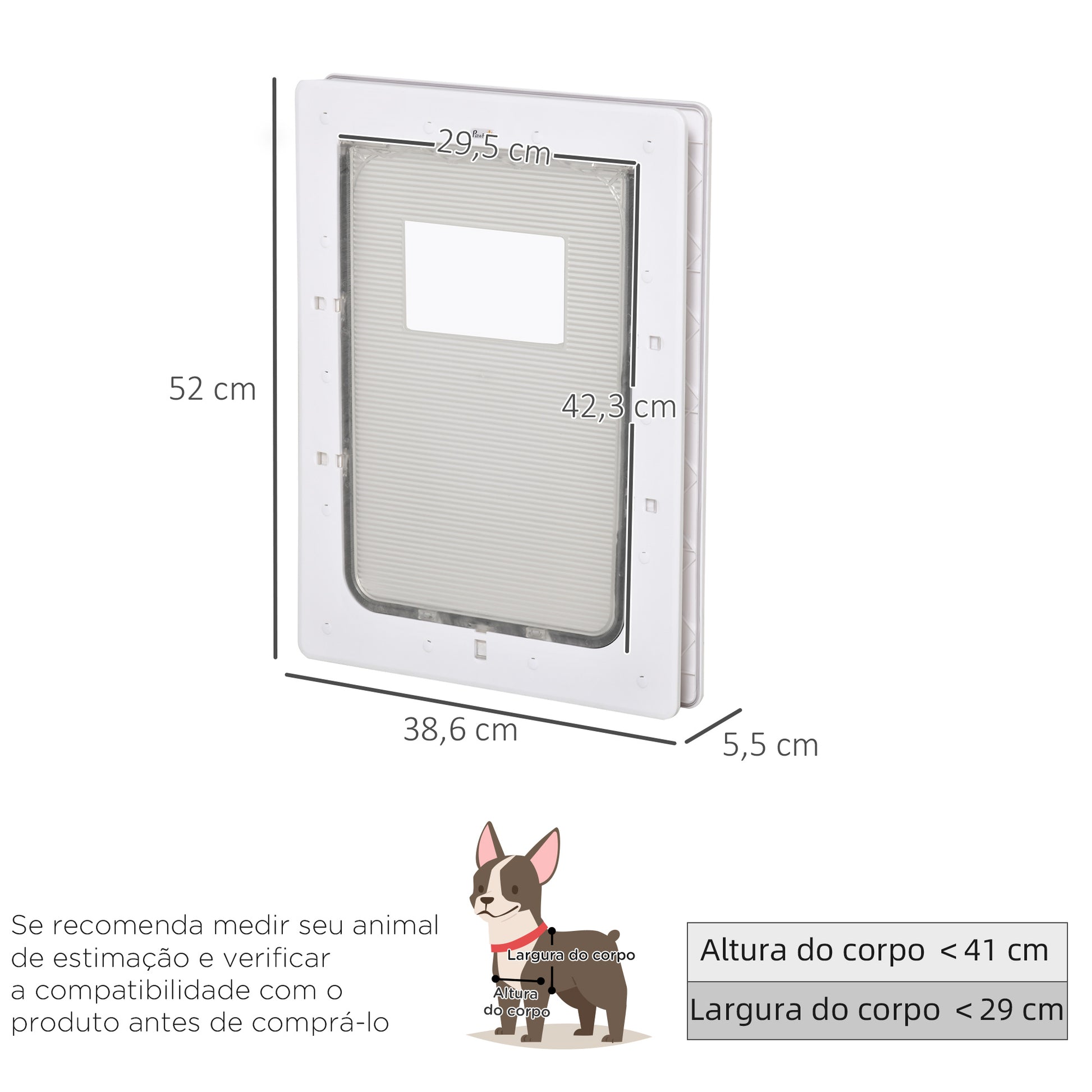 Pawhut Puerta Para Mascotas 38,6x52x5,5cm Con Cierre Magnético De 2 Vías Blanco_2