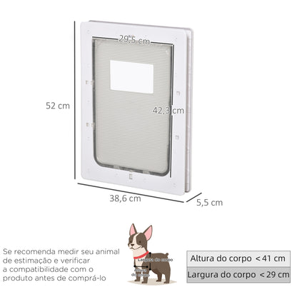 Pawhut Puerta Para Mascotas 38,6x52x5,5cm Con Cierre Magnético De 2 Vías Blanco_2