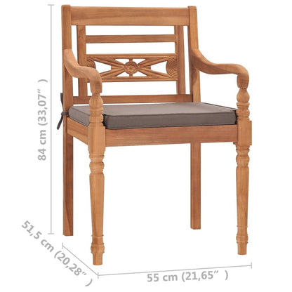Vidaxl Sillas Batavia 2 Uds Madera Maciza Teca Con Cojines Gris Oscuro_2
