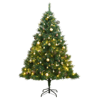 Vidaxl Árbol Navidad Artificial Con Bisagras 150 Led Y Bolas 120 Cm_0