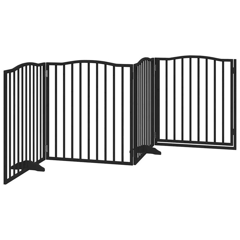 Vidaxl Puerta Para Perros Plegable 4 Paneles Madera Álamo Negra 320 Cm_5