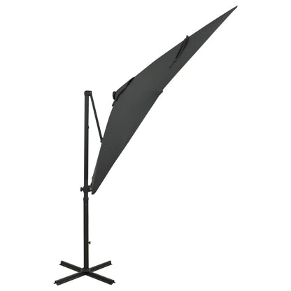Vidaxl Sombrilla Jardín Voladiza Con Palo Y Luces Led Antracita 250 Cm_1