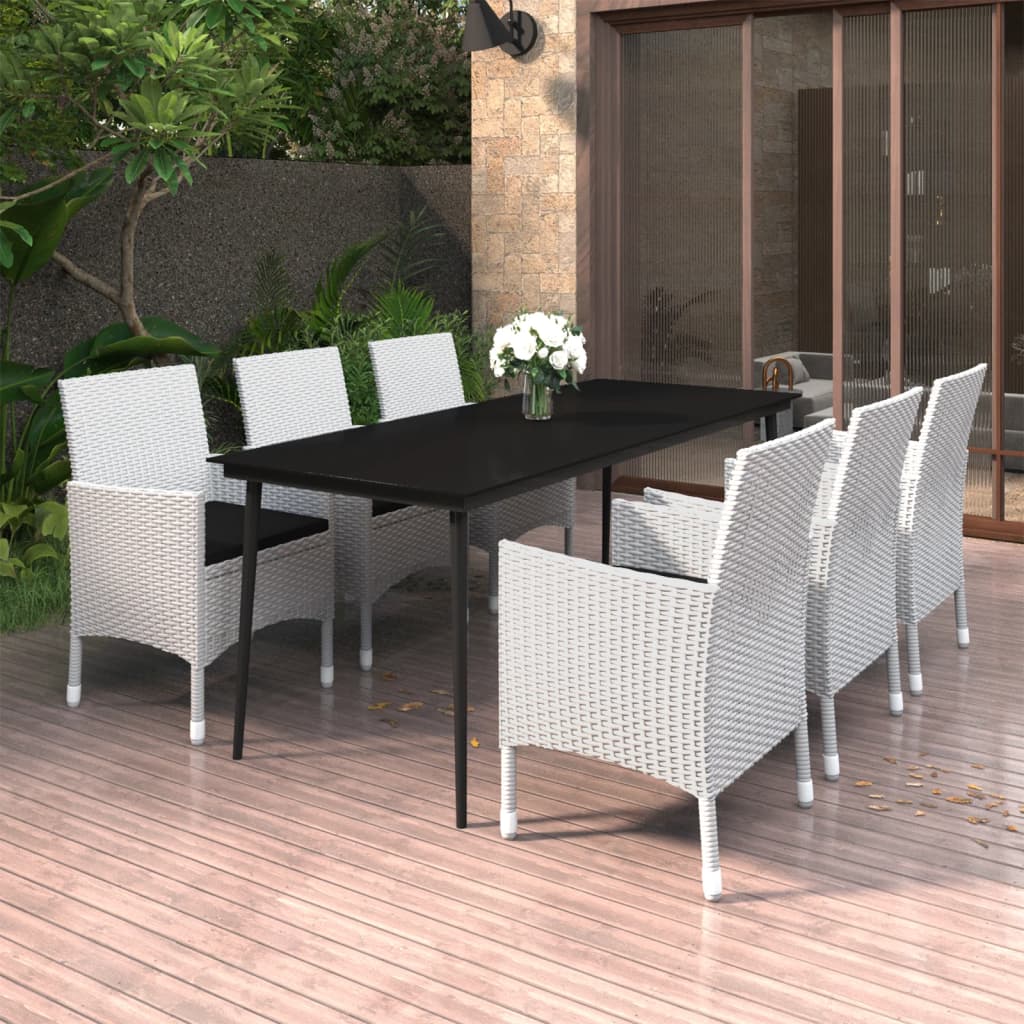 Vidaxl Set Comedor De Jardín 7 Pzas Y Cojines Ratán Sintético Y Vidrio_1