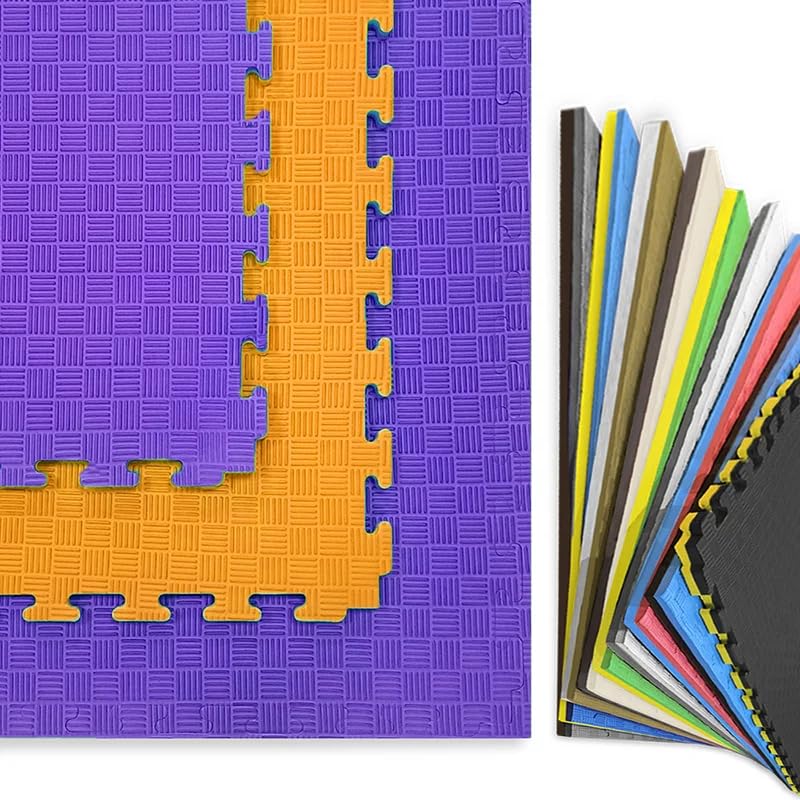 Artatami® Tatami Puzzle 1x1x20 Mm Naranja - Lila Pack Ahorro【30 Unidades】gimnasios - Fitness - Pilates - Yoga_1