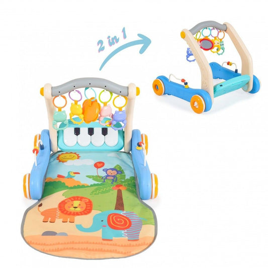 Andador 2 En 1 Y Tapete De Juego Piano He0637 Blue_0