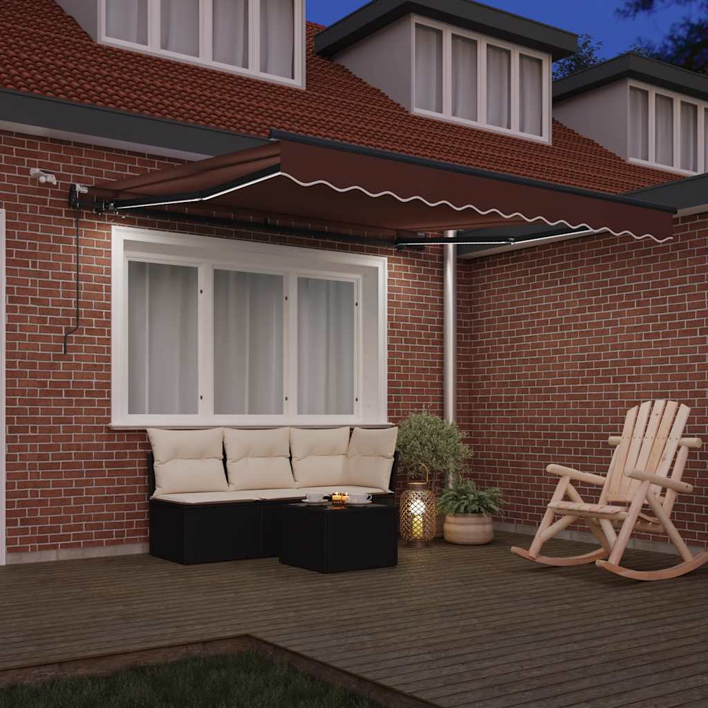 Toldo Retráctil Automático Con Luces Led Marrón 300x250 Cm_2