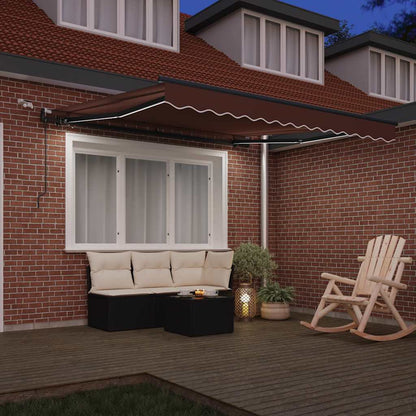Toldo Retráctil Automático Con Luces Led Marrón 300x250 Cm_2