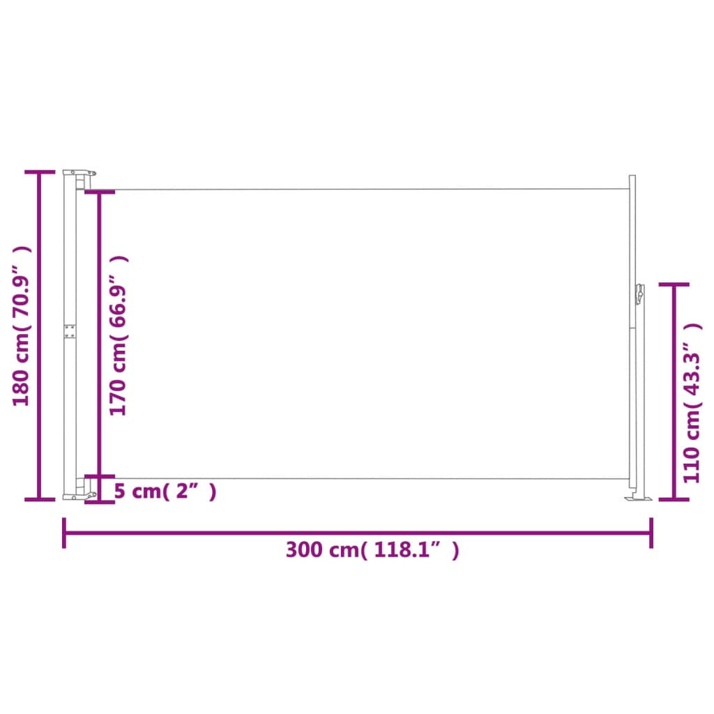Vidaxl Toldo Lateral Retráctil De Jardín Gris 180x300 Cm_2