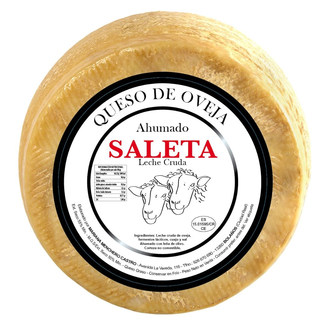 Queso Curado Ahumado Entero De Oveja (2,2 Kg) | Elaboración Artesana Quesos De La Mancha | Ahumados_0