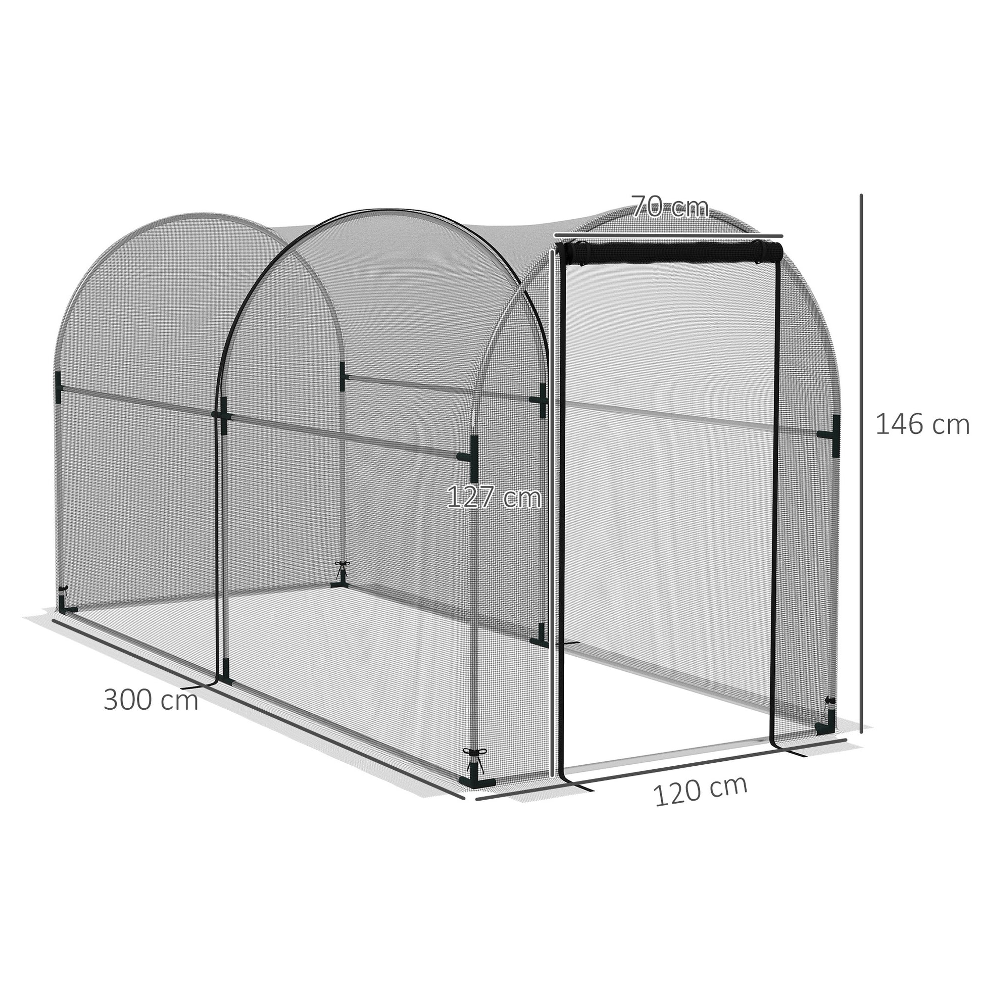 Outsunny Jaula De Protección Con Soportes Puerta 120x300x146 Cm Negro_2