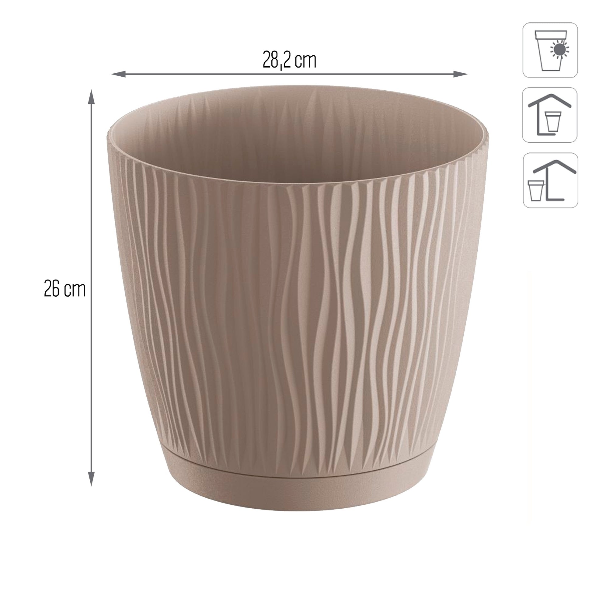 Maceta Sandy P, Dimensiones (mm) 282x282x260, Color Mocca_2