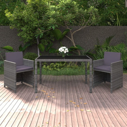 Vidaxl Set Comedor Para Jardín 3 Pzas Y Cojines Ratán Sintético Gris_1