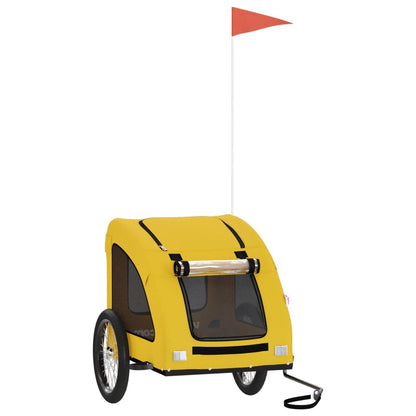 Vidaxl Remolque De Bicicleta Mascotas Hierro Tela Oxford Amarillo_0
