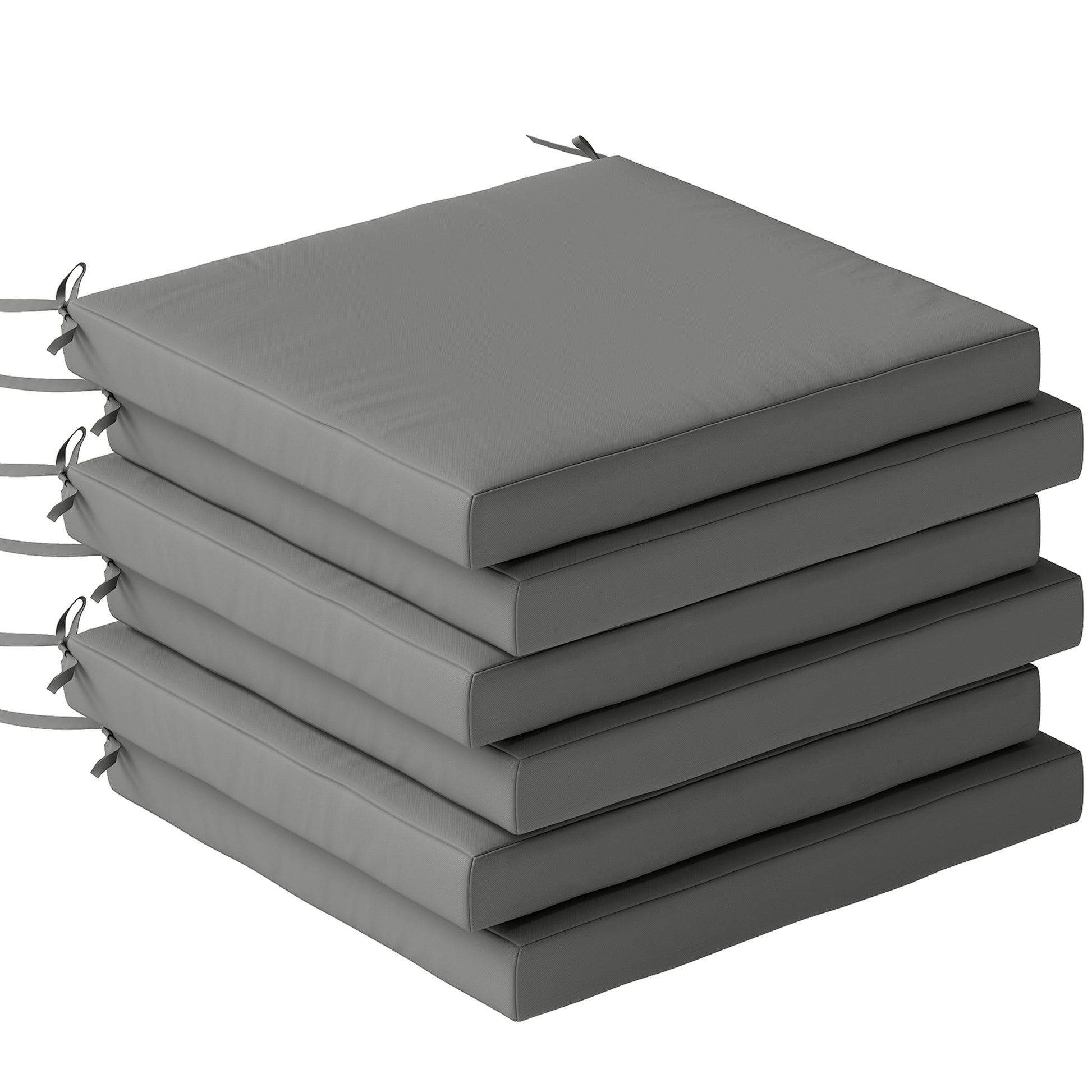 Outsunny Juego De Cojines Para Sillas De Comedor De 6 Piezas 46x42x7 Cm Gris_0